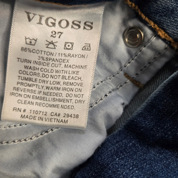 Vigoss Medium Wash Distressed Casual Edgy Thompson Tomboy Skinny Jeans Size 27 - Picture 5 of 7